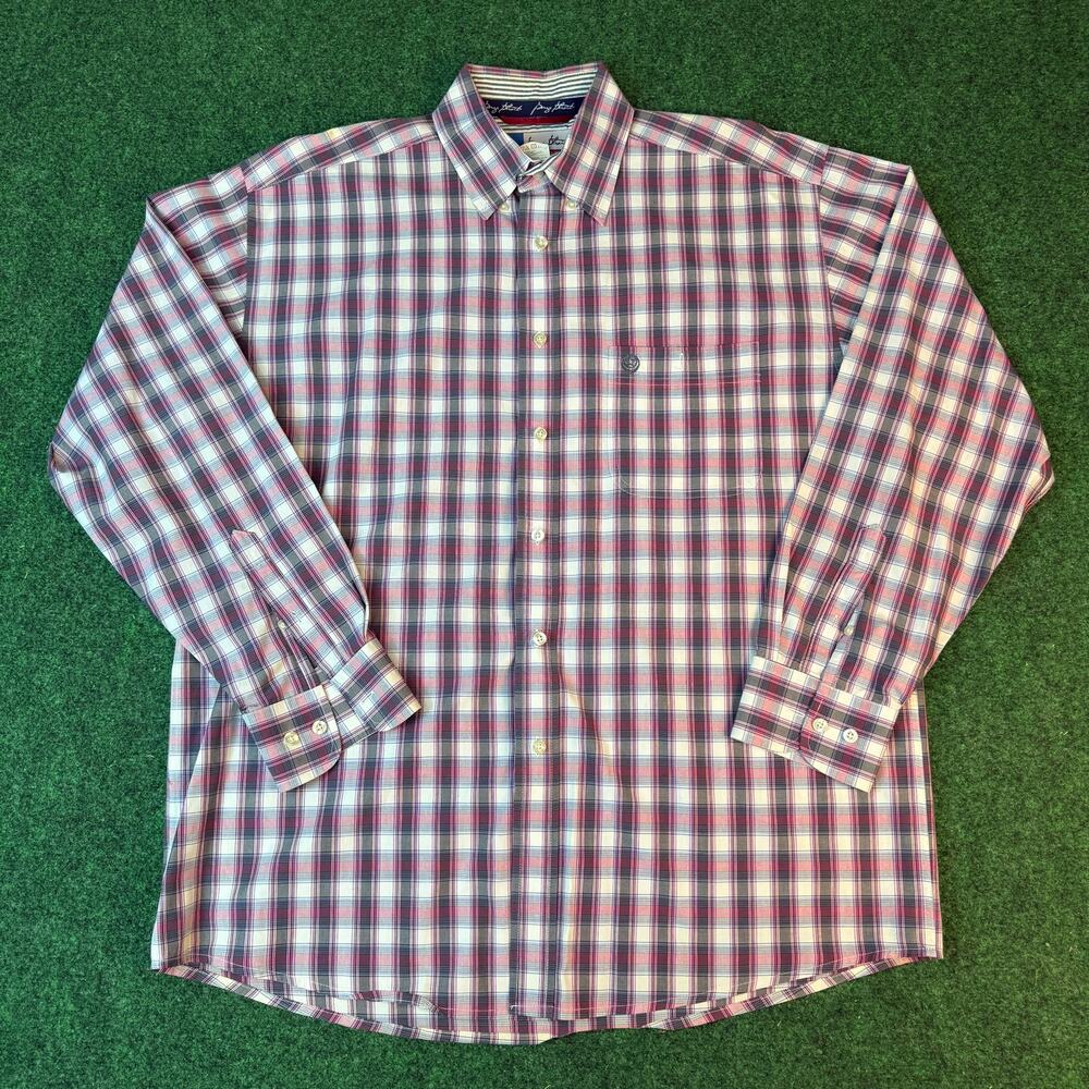 Wrangler George Strait Cowboy Cut Plaid Shirt Mens L Long Sleeve Western